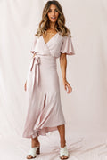 Friday Surplice Neckline Front Split Maxi Dress Mauve
