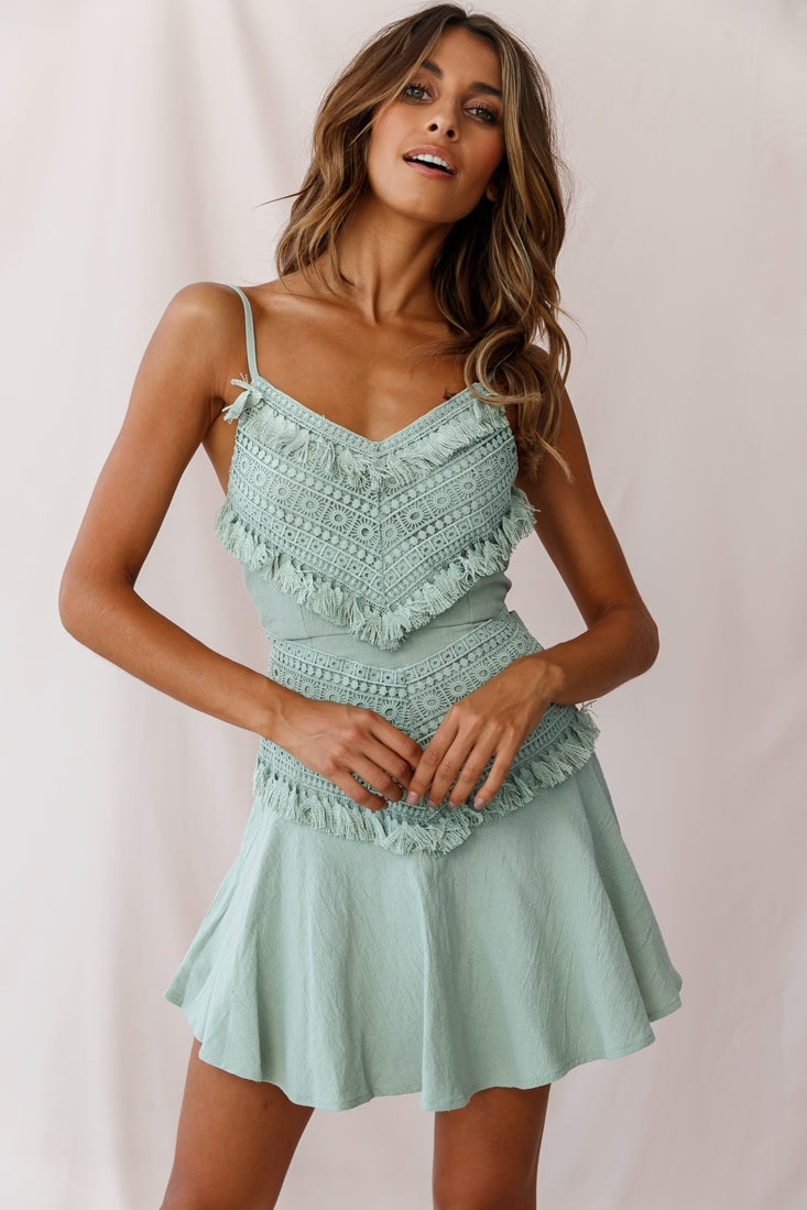 Janey Applique A-Line Dress Pistachio