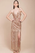 Miya Sequin Gala Dress Rose Gold