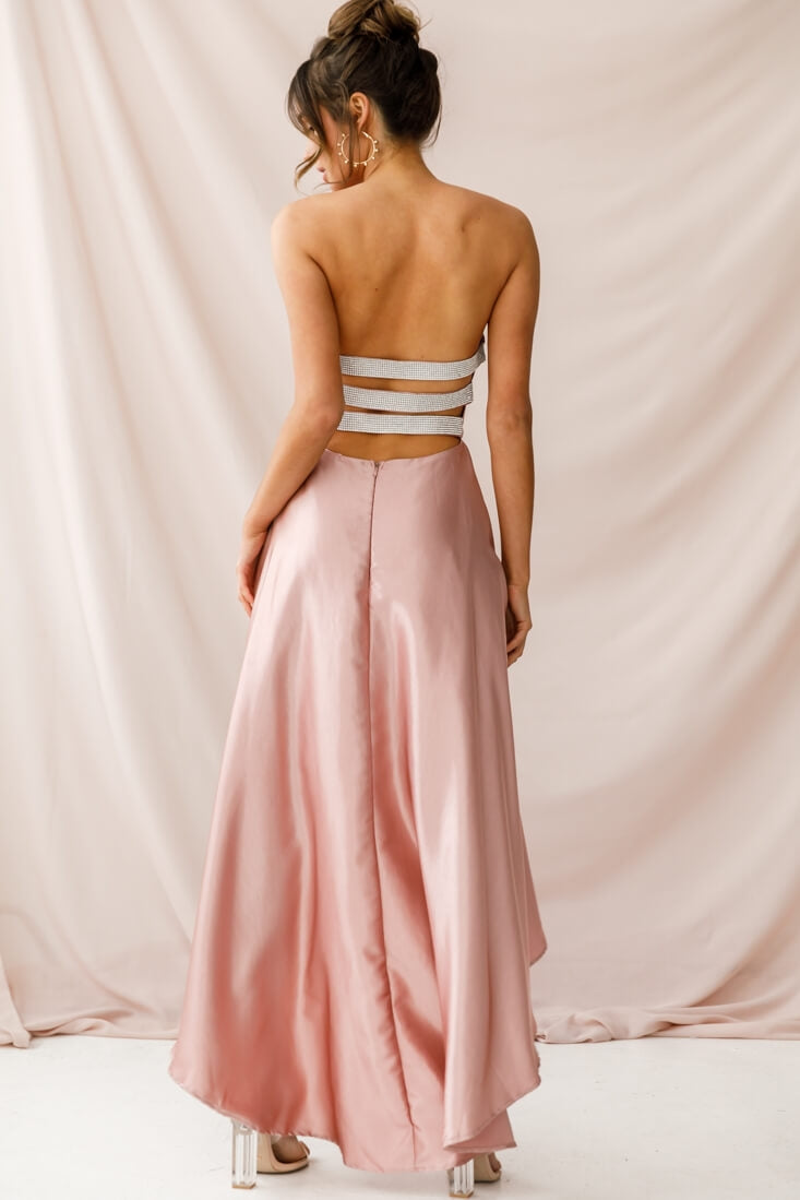 Belle Strapless High-Low Hem Dress Mocha