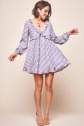 Cutie Pie Long Sleeve Babydoll Dress Grey