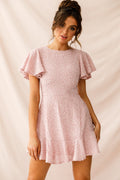 Isabelle Angel Sleeve Empire Dress Blush