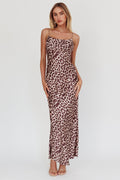 Well Versed Pleated Bust Maxi Dress Leopard