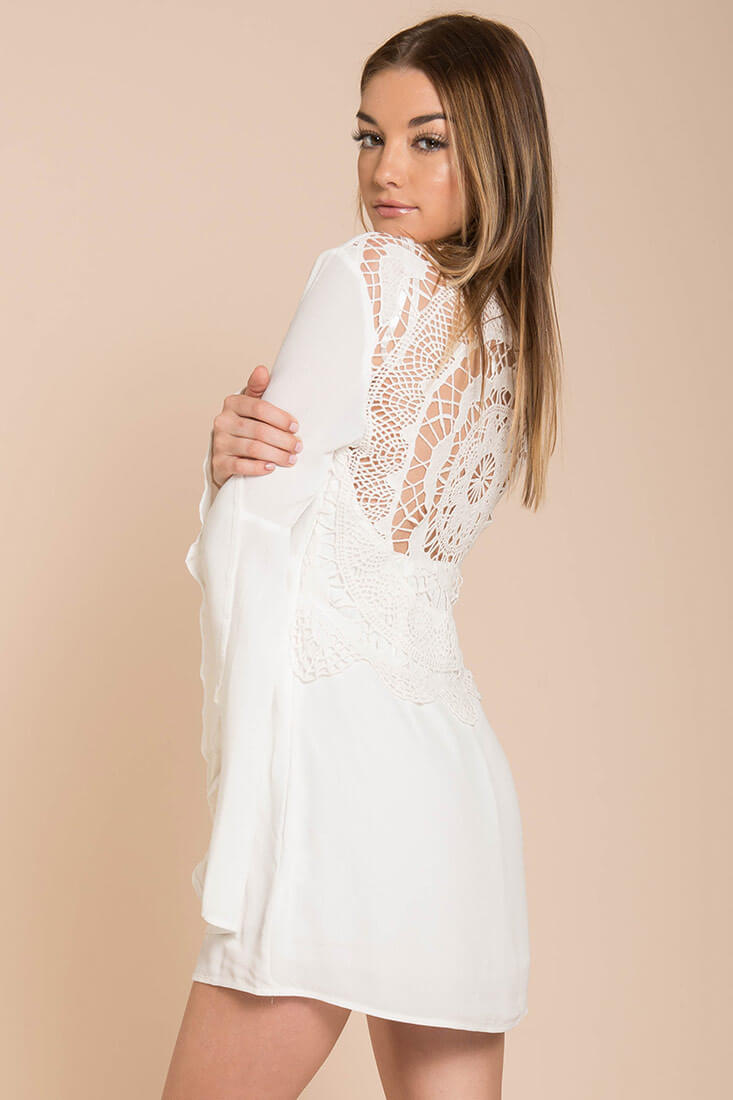 Carmen Bell Sleeve Dress White