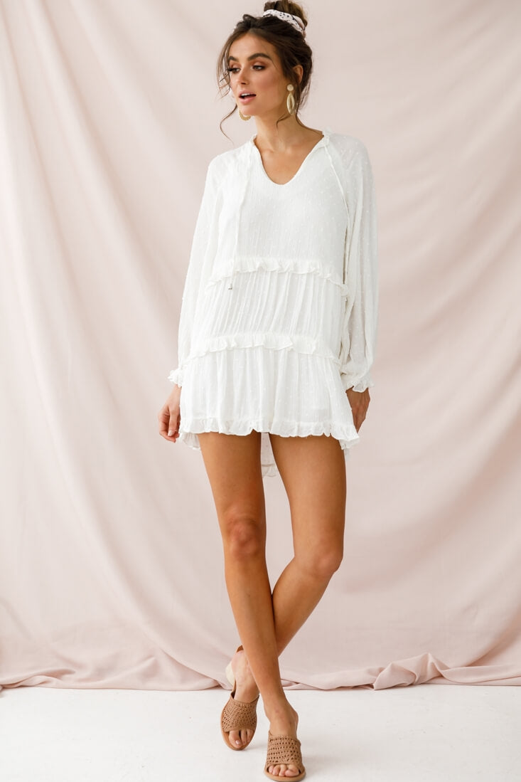 Pollyanna Tiered Swing Dress White