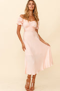 Linka Off-Shoulder Tie Back Midi Dress Peach