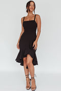 Cartagena High-Low Asymmetric Salsa Dress Black