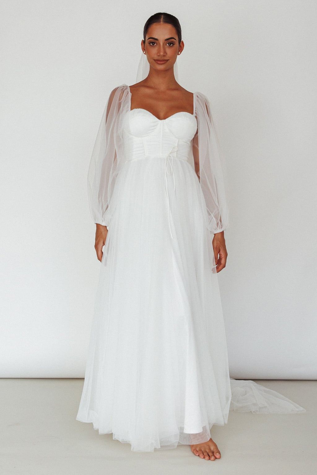 Fairytale Dream Sheer Sleeve Maxi Dress White