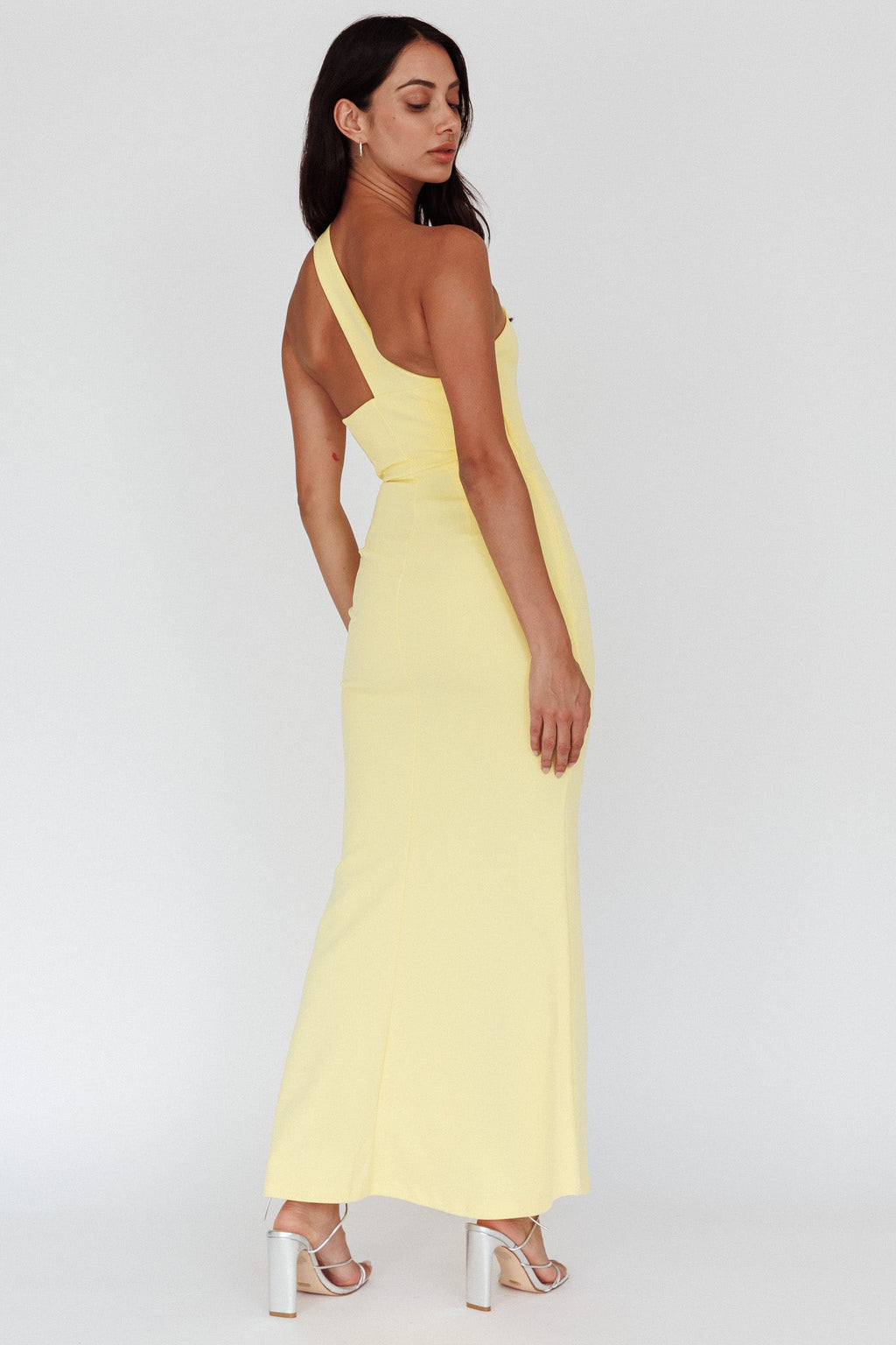 Shooting Stars One-Shoulder Maxi Dress Yellow