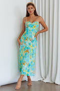 Golden Sands Cami Strap Maxi Dress Floral Teal