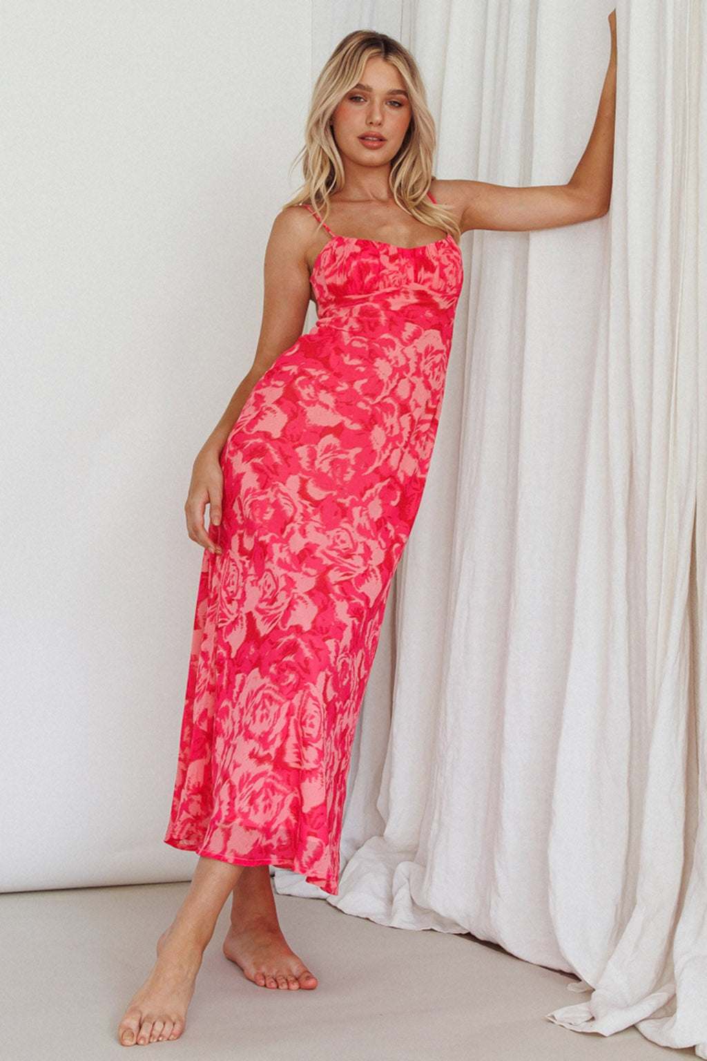 Nerida Twist Back Maxi Dress Swirl Pink