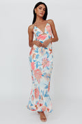 Dance Again Cut-Out Back Maxi Dress Floral Blue