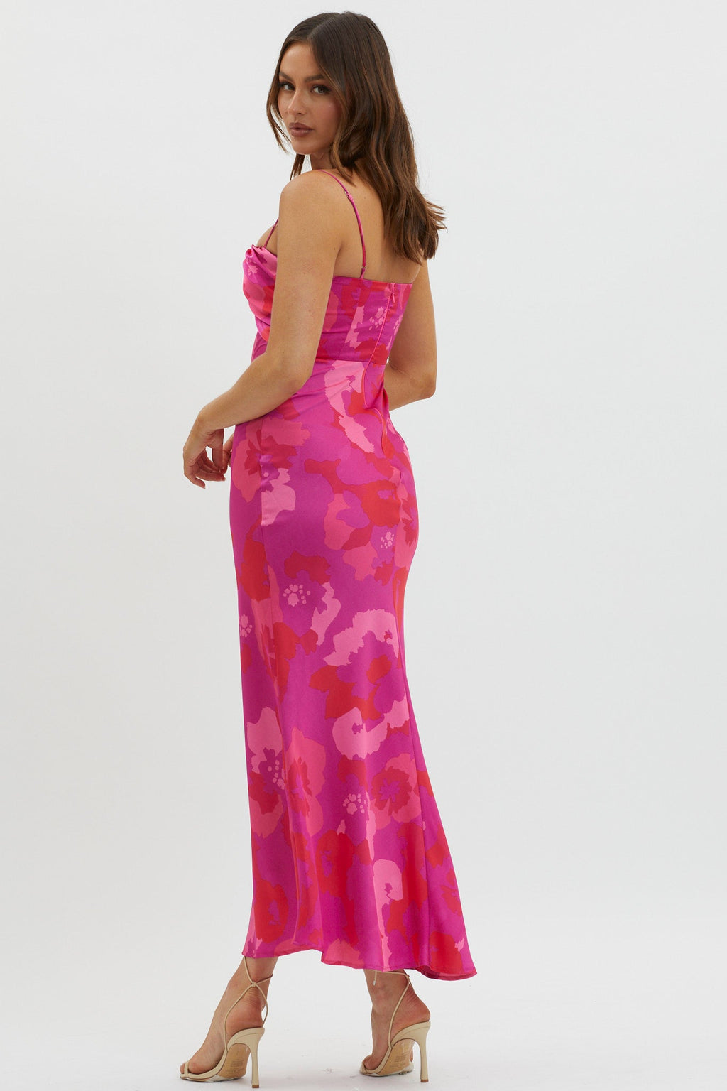 In A Daze Gathered Bust Midi Dress Pink