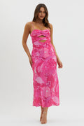 Melania Cut-Out Bodice Dress Floral Pink