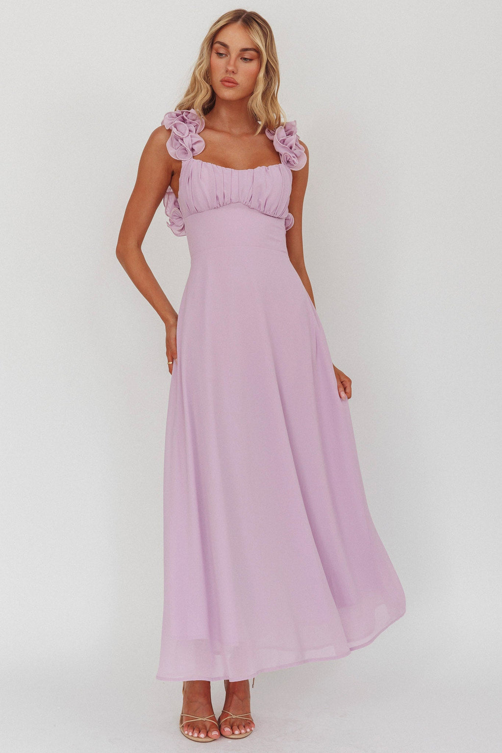 Eloquent Lace-Up Back Maxi Dress Lilac