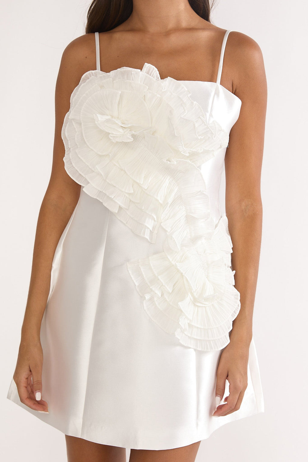 Cosmique 3D Ruffle Design Mini Dress White