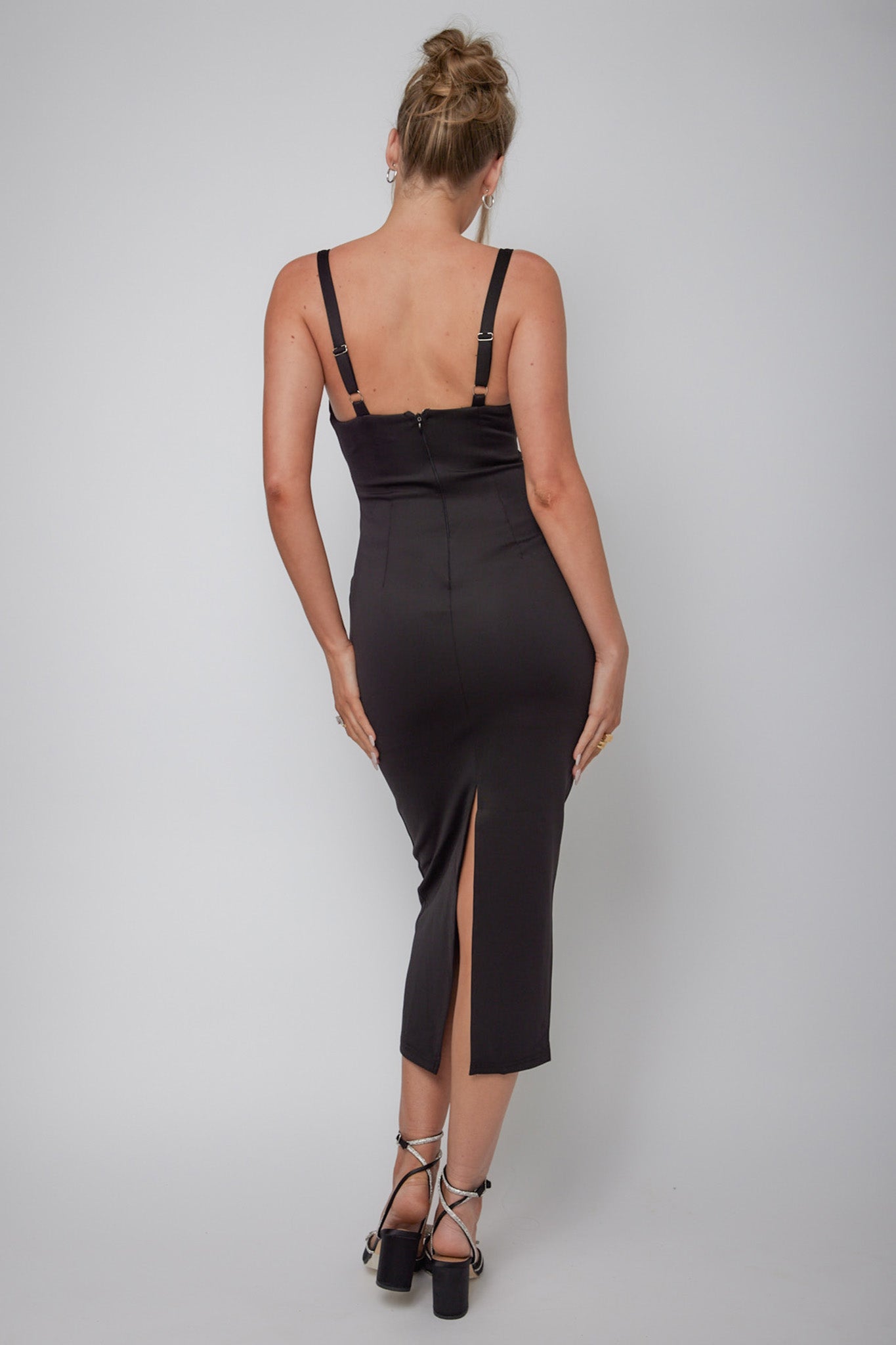 La Bellevilloise Sequin Bust Midi Dress Black