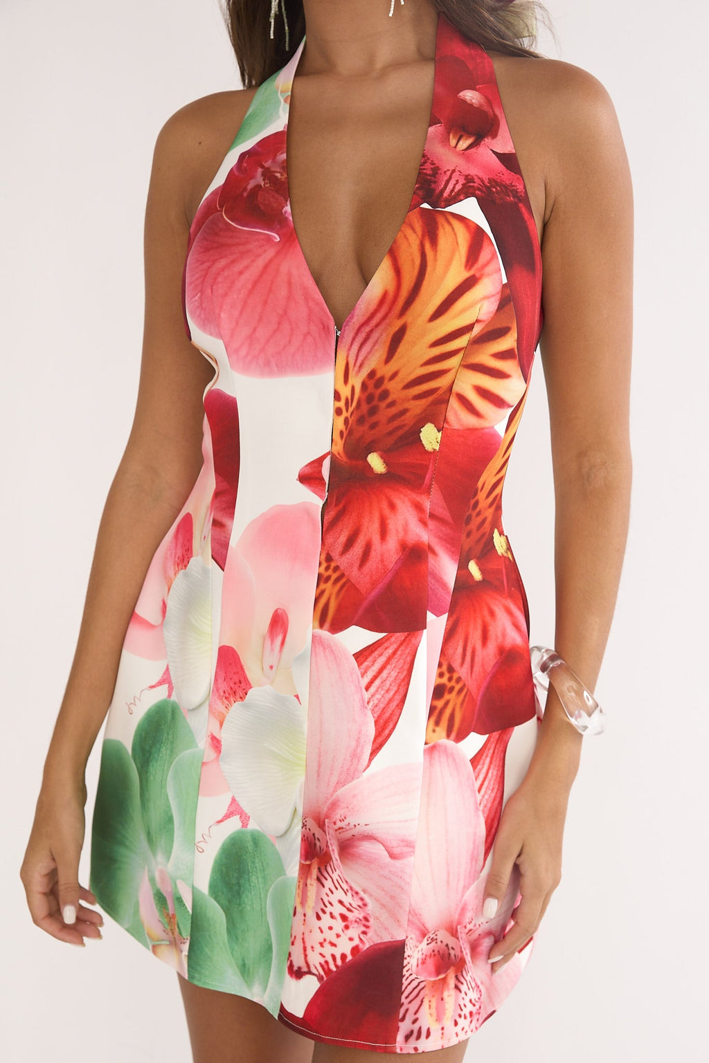Elisabet Halter Neck Mini Dress Print Floral