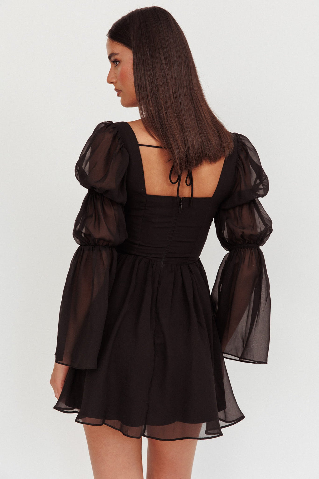 Miya Long Sleeve Mini Dress Black