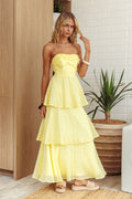 Top It Off Strapless Frill Trim Maxi Dress Butter