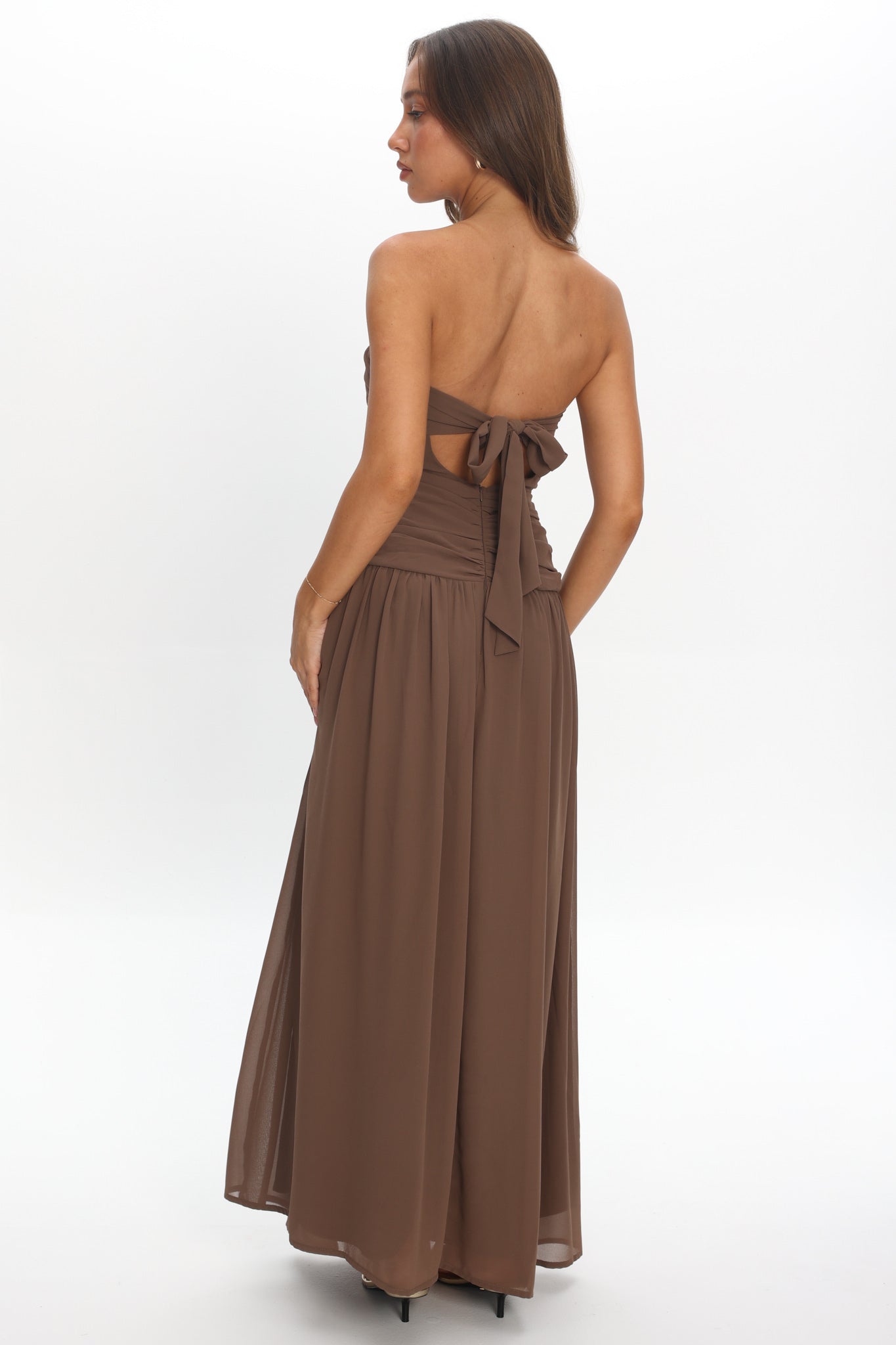 High Streets Strapless Maxi Dress Mocha