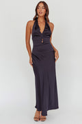Elcie Drop Waist Halter Maxi Dress Navy