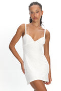 Honduras Crochet Knit Mini Dress Sequin Off White