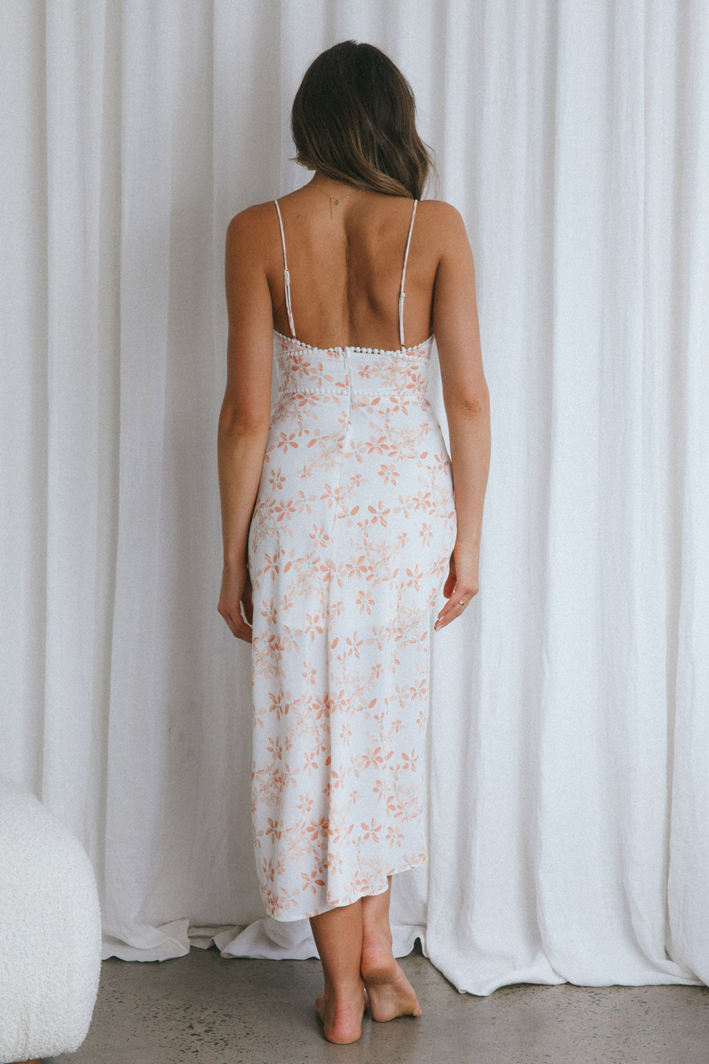 Catch Feelings Sweetheart Neckline Midi Dress Floral Pink