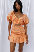 Mariel Puff Sleeve Crossover Bust Tied Back Mini Dress Mango