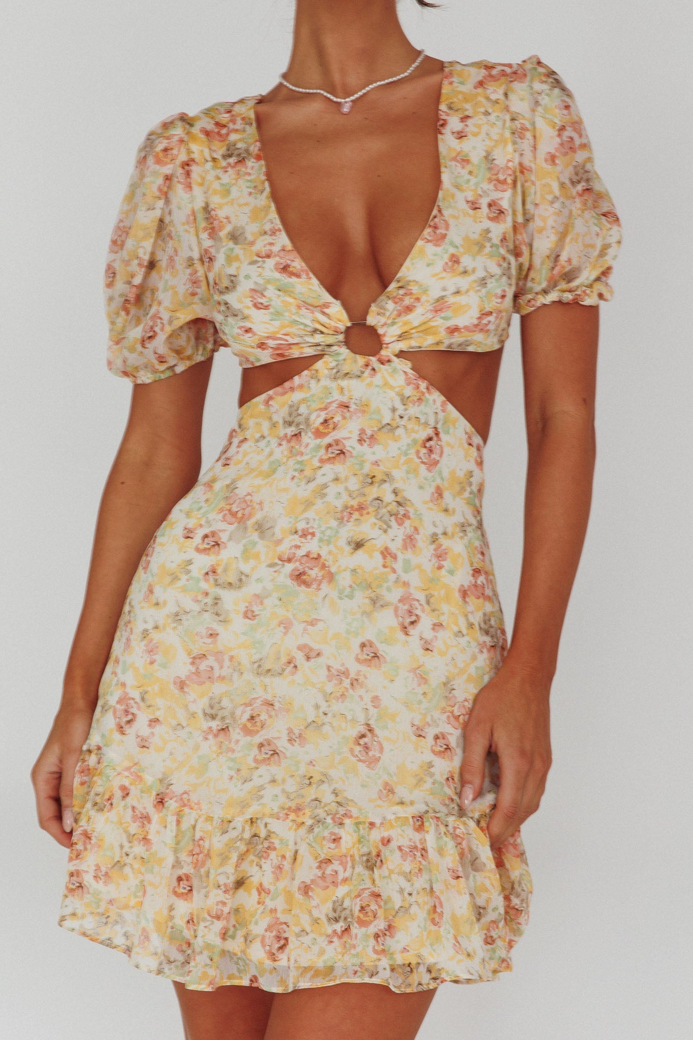 Graciele Laced Back Cut-Out Mini Dress Floral Orange