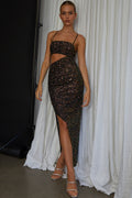 Can't Hardly Wait Cut-Out Midi Dress Sequin Black