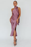 Italian Summer Tie Neck Midi Dress Grape
