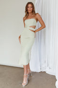 Glisten Cut-Out Buckle Waist Midi Dress Pistachio