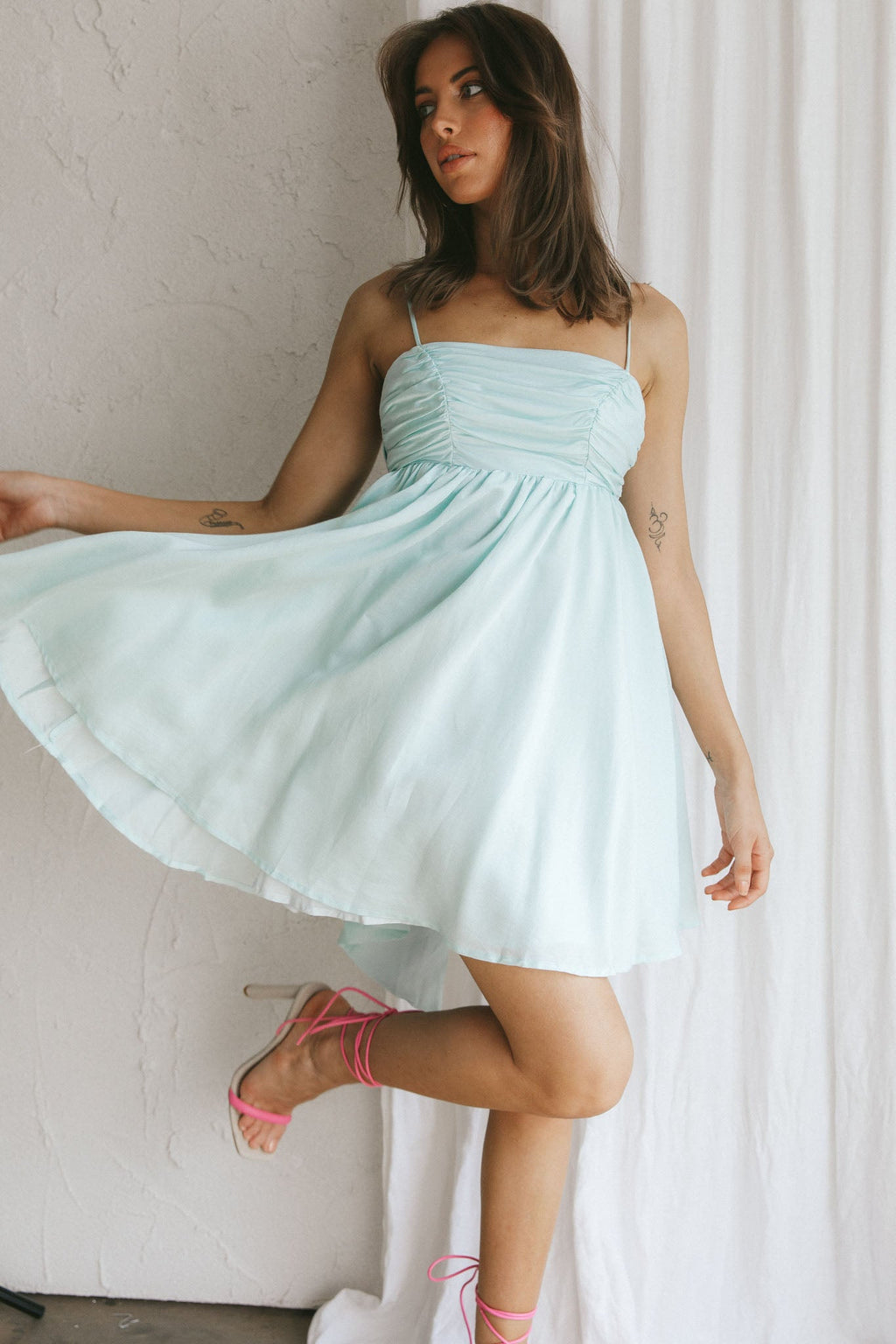 Zhen Bow Tie Back Mini Dress Mint