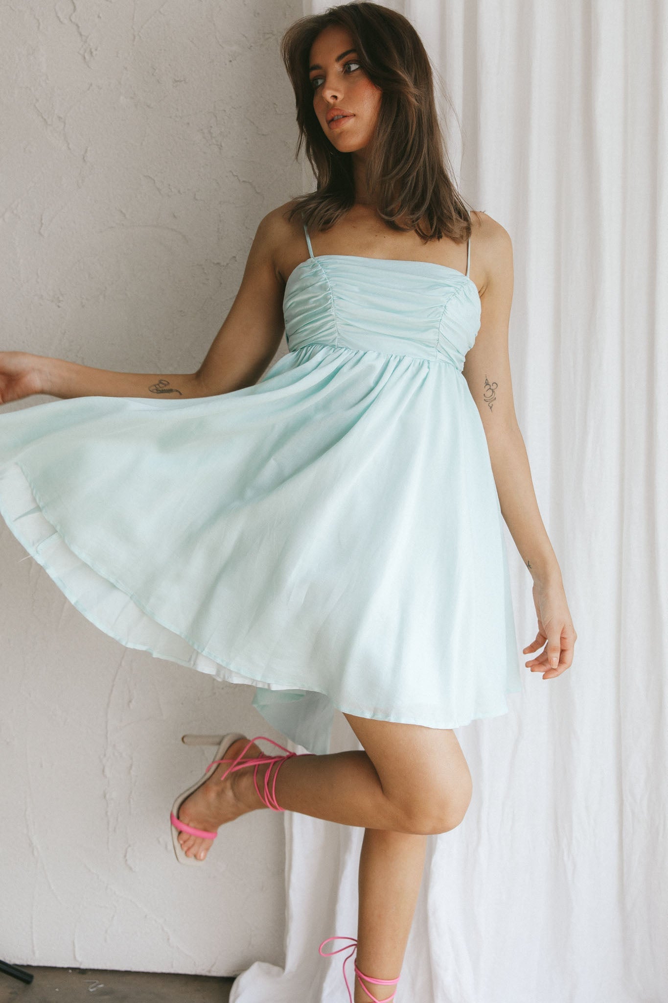 Zhen Bow Tie Back Mini Dress Mint