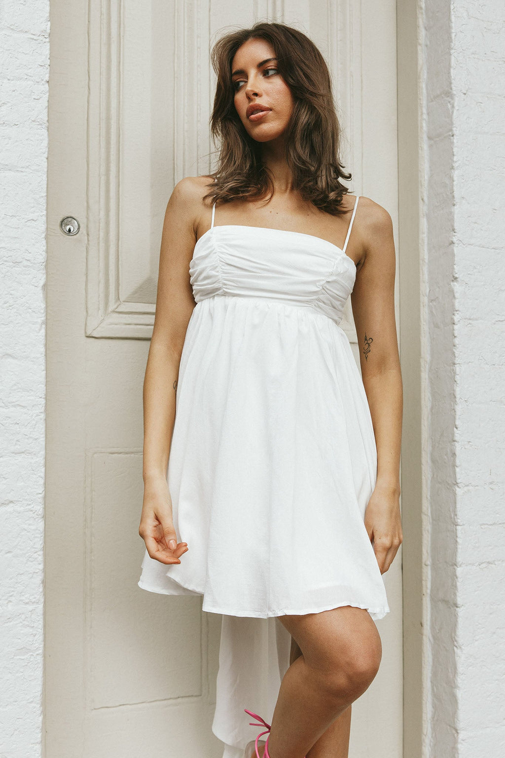 Zhen Bow Tie Back Mini Dress White