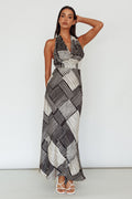 Kailie Halterneck Midi Dress Crosshatch Black