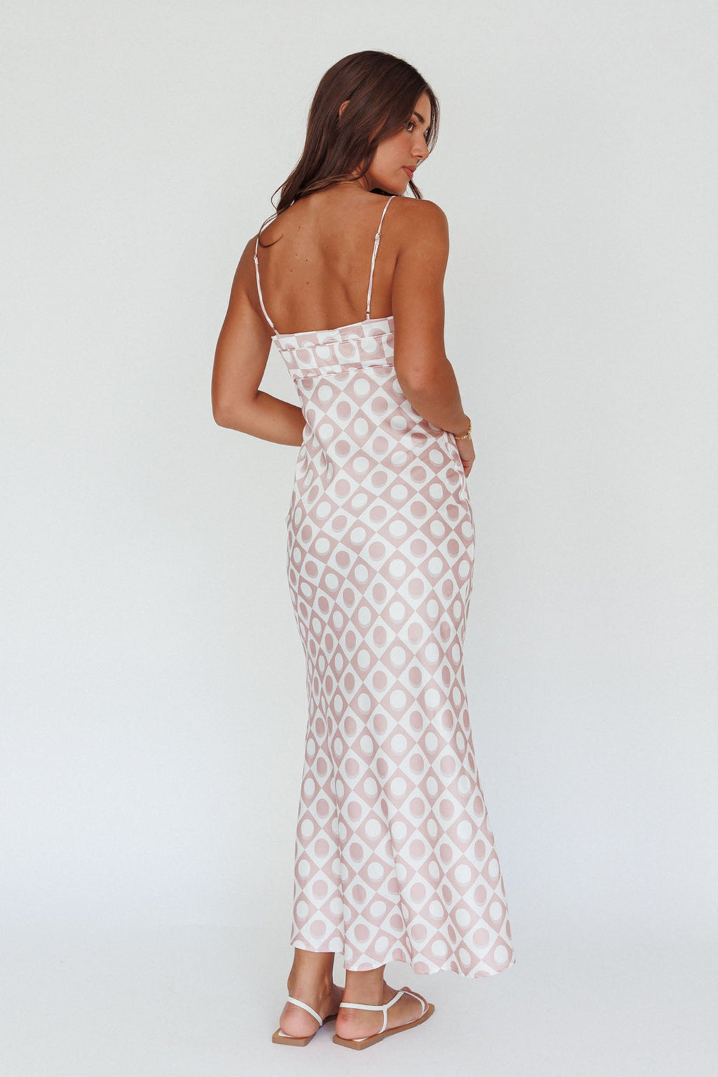 Lane Cove Cami Strap Maxi Dress Print Mocha