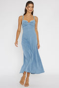Love To Love Sweetheart Neckline Midi Dress Denim Blue