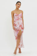 Erryn Tied Back Split Midi Dress Pink