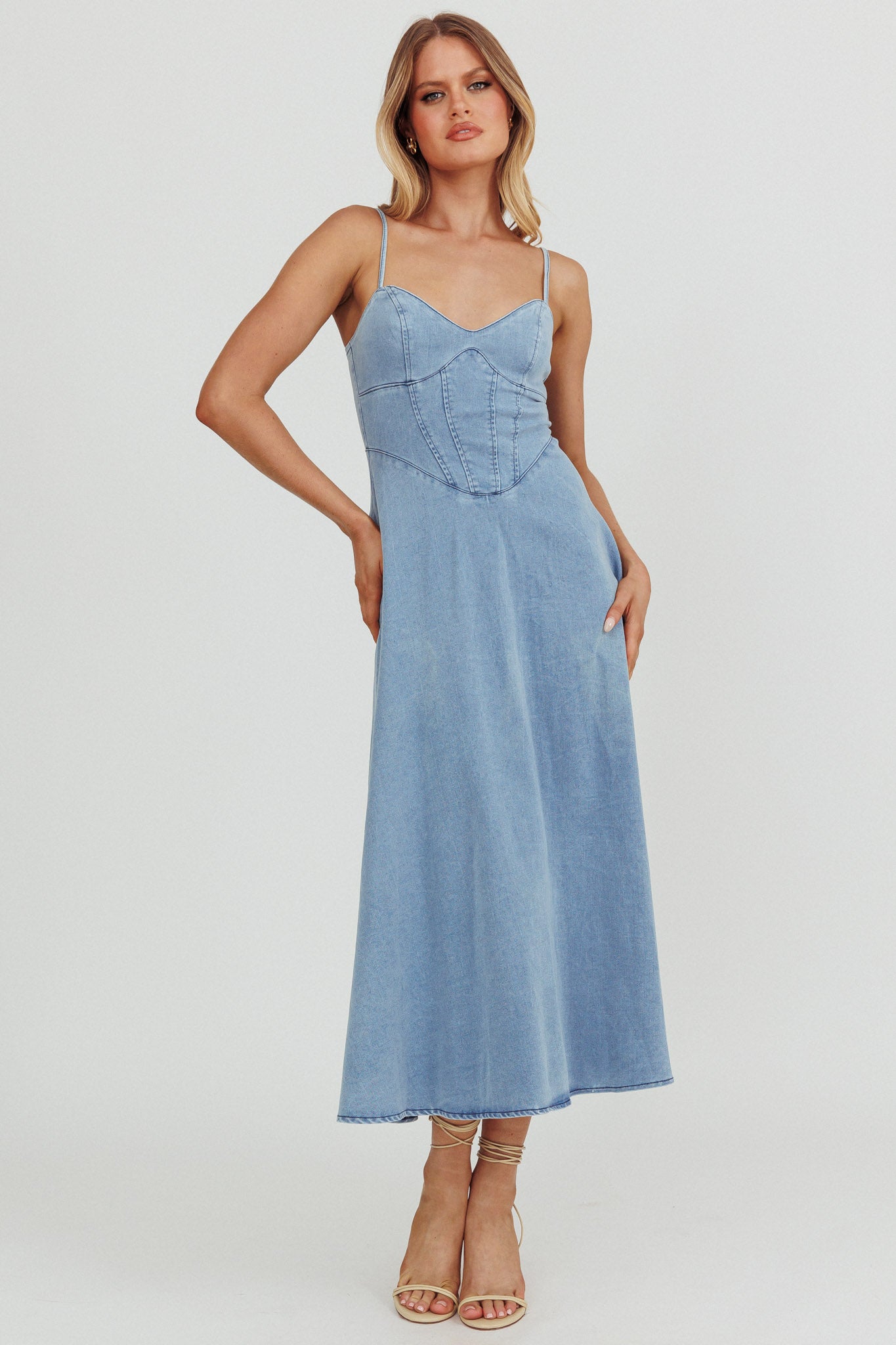 Comet A-Line Midi Dress Light Denim