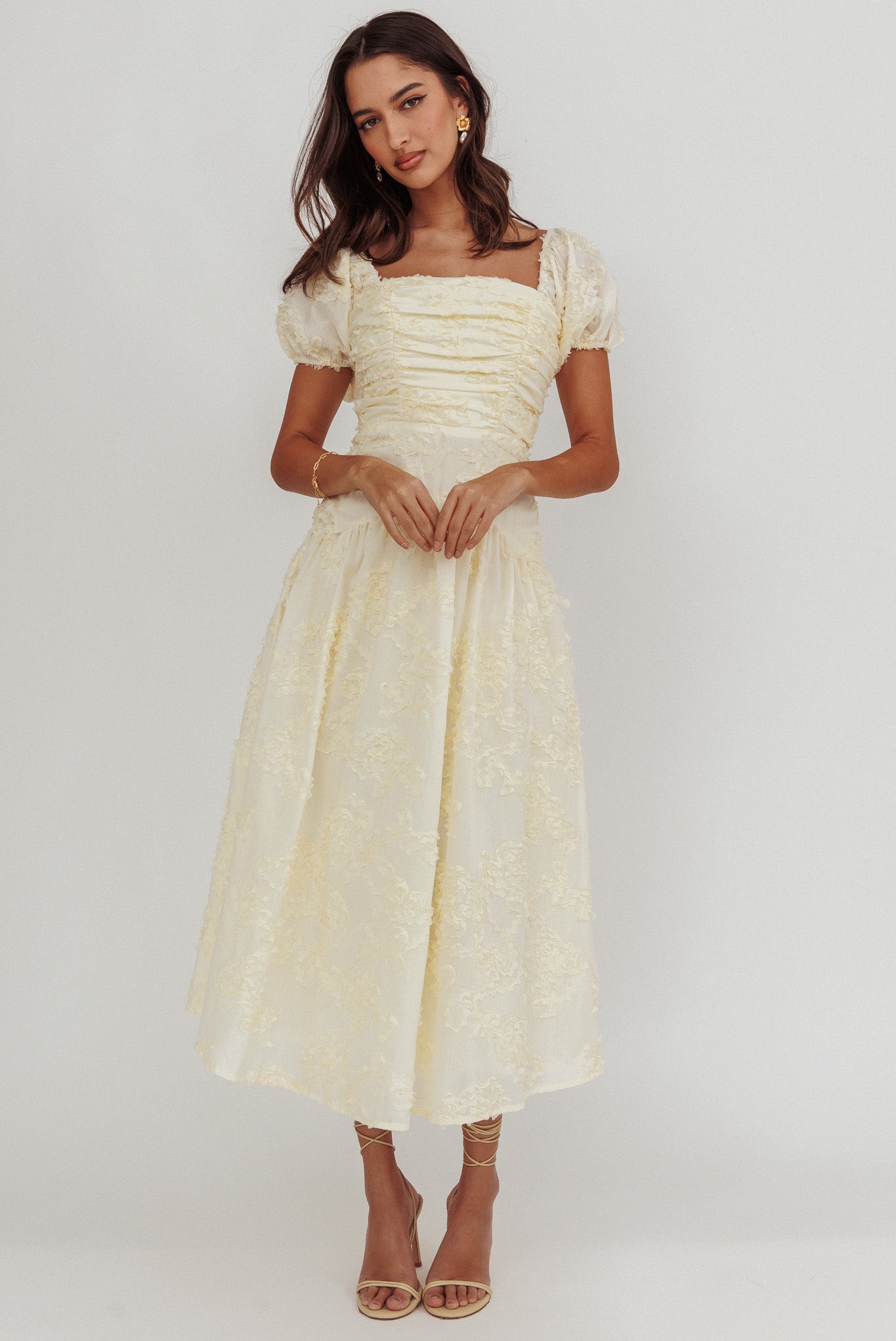 Telma Puff Sleeves Midi Dress Butter
