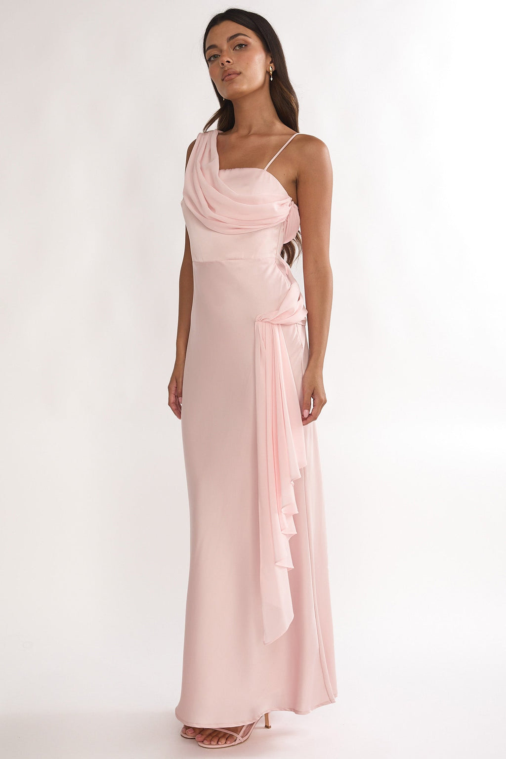 Doloros Drape Accent Maxi Dress Pink