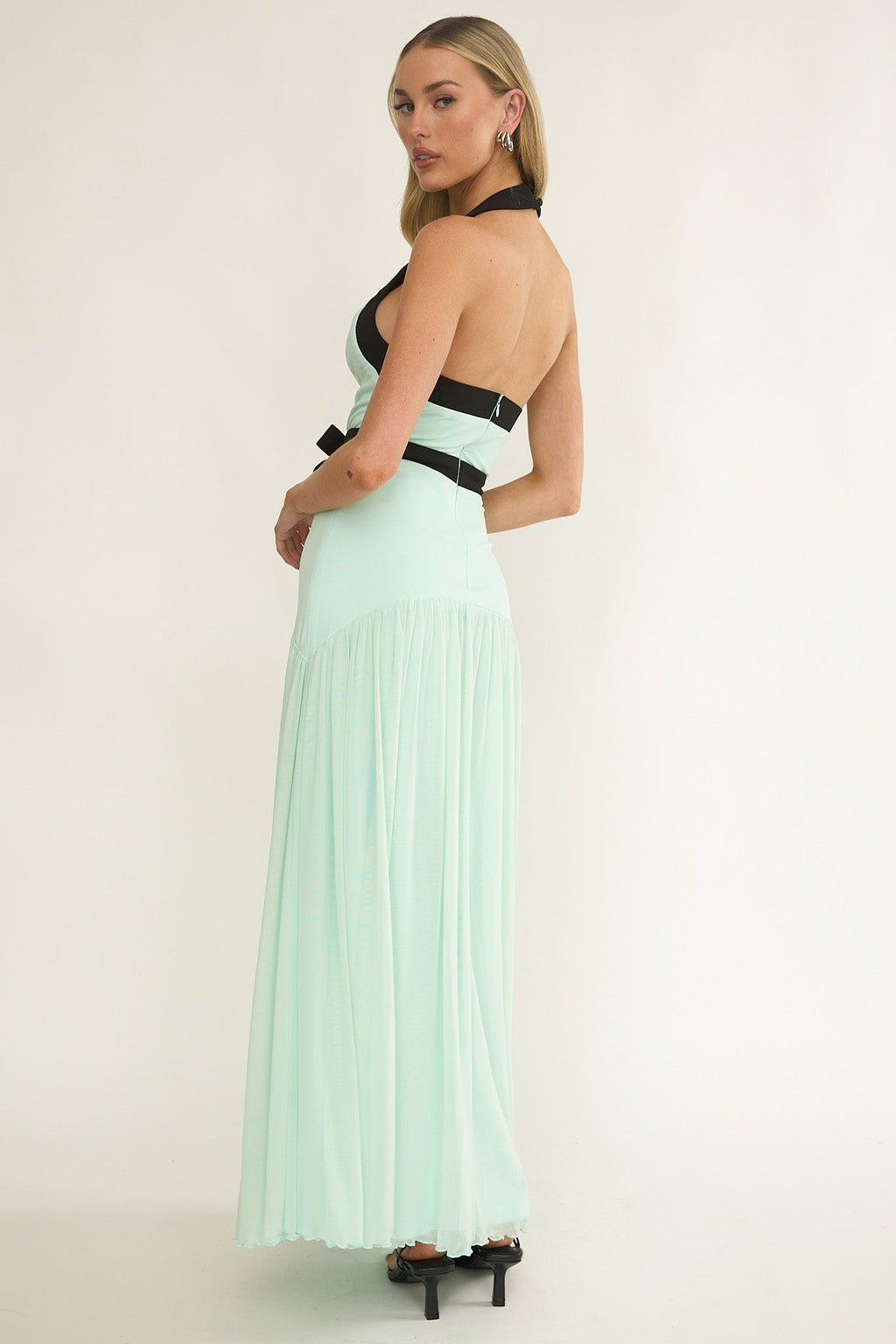 Aven Halter Bow Maxi Dress Mint