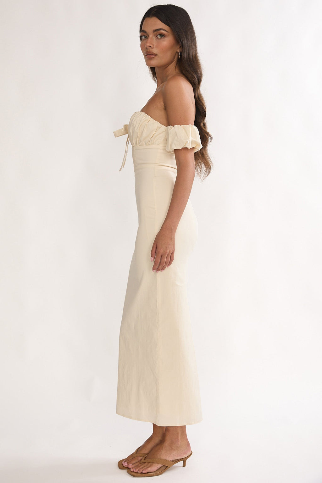 Maelis Off-Shoulder Puff Sleeve Maxi Dress Vanilla