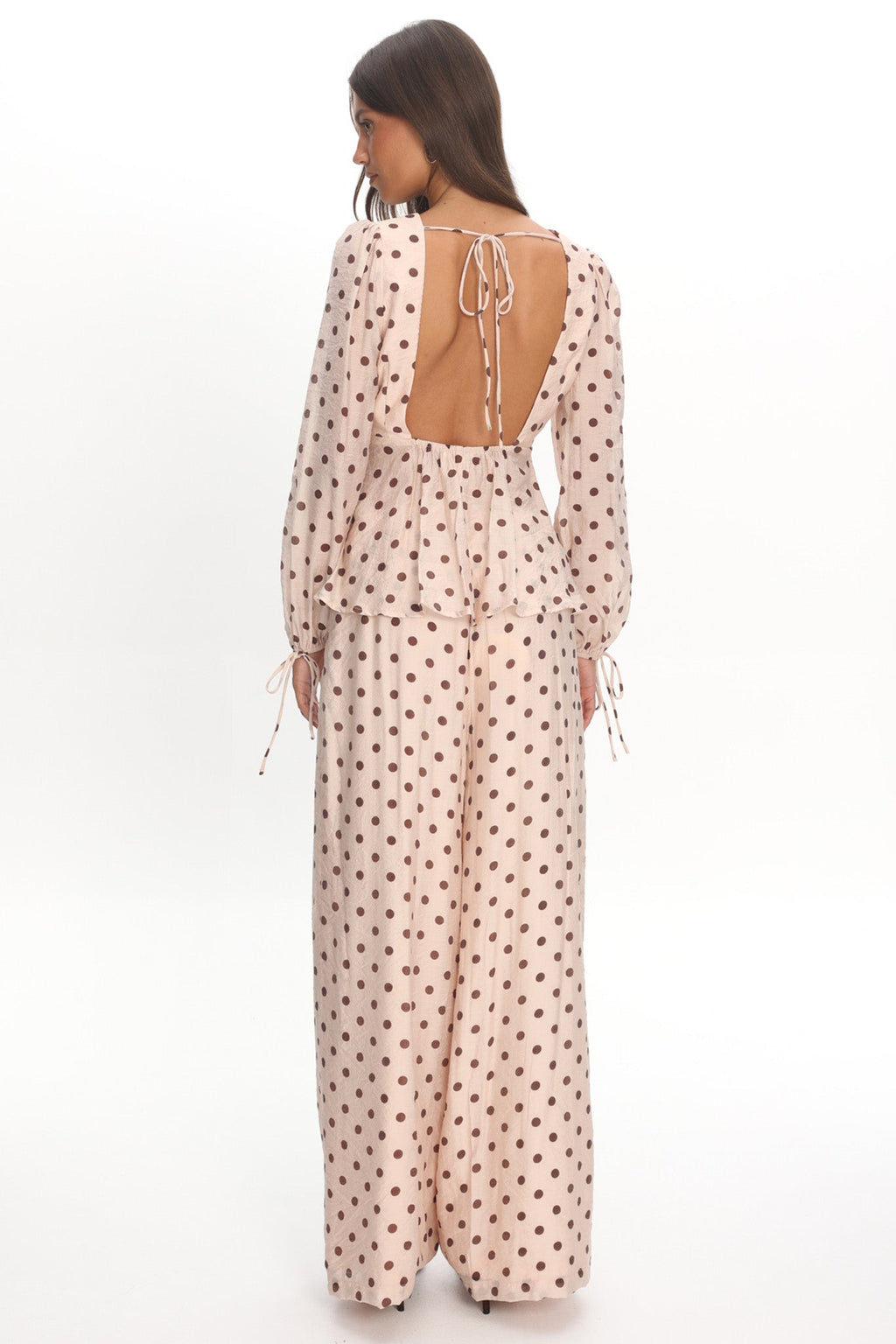Anessa Straight Leg Pants Polka Dot Cream