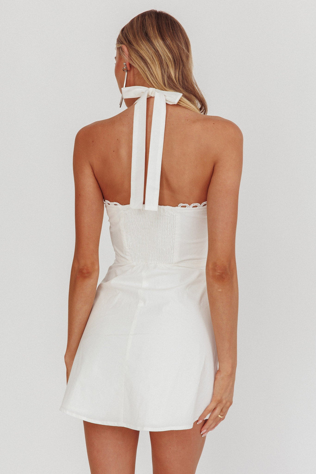 Jovial Halterneck Mini Dress White