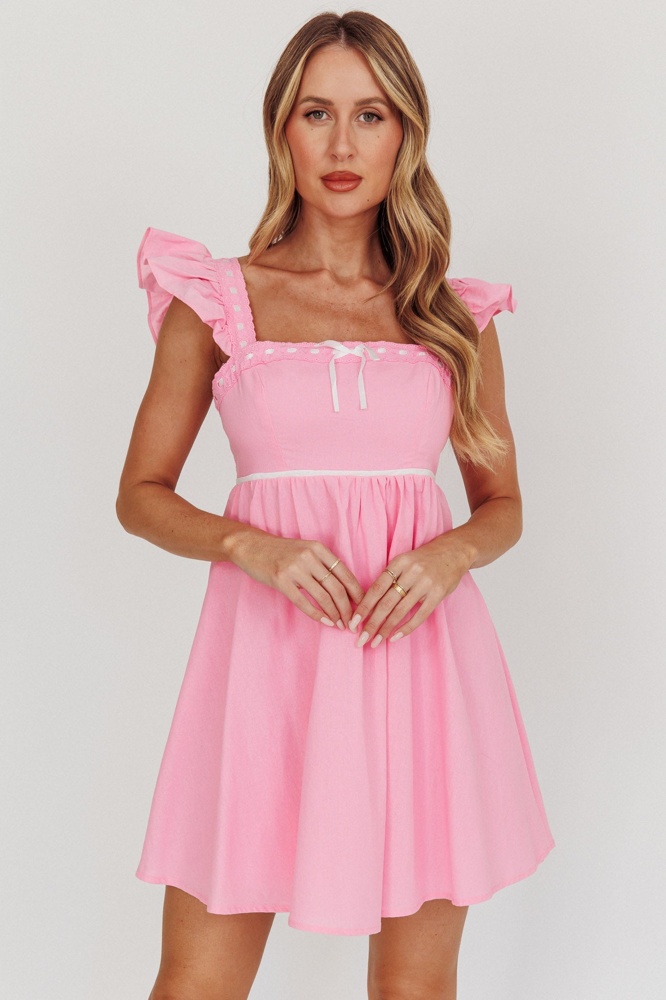 Angels Harp Babydoll Mini Dress Light Pink