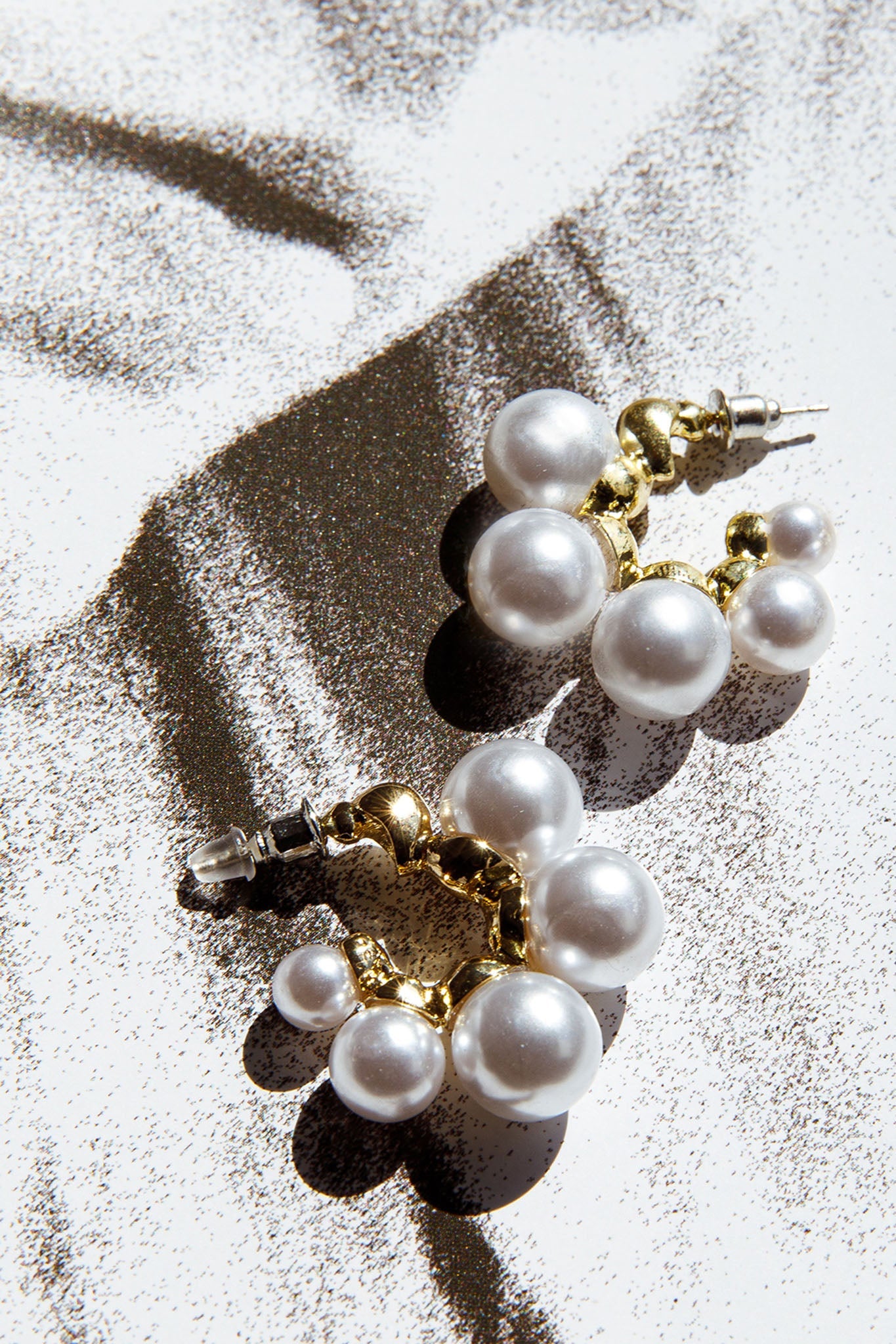 St Tropez Pearl Hoop Earrings Gold