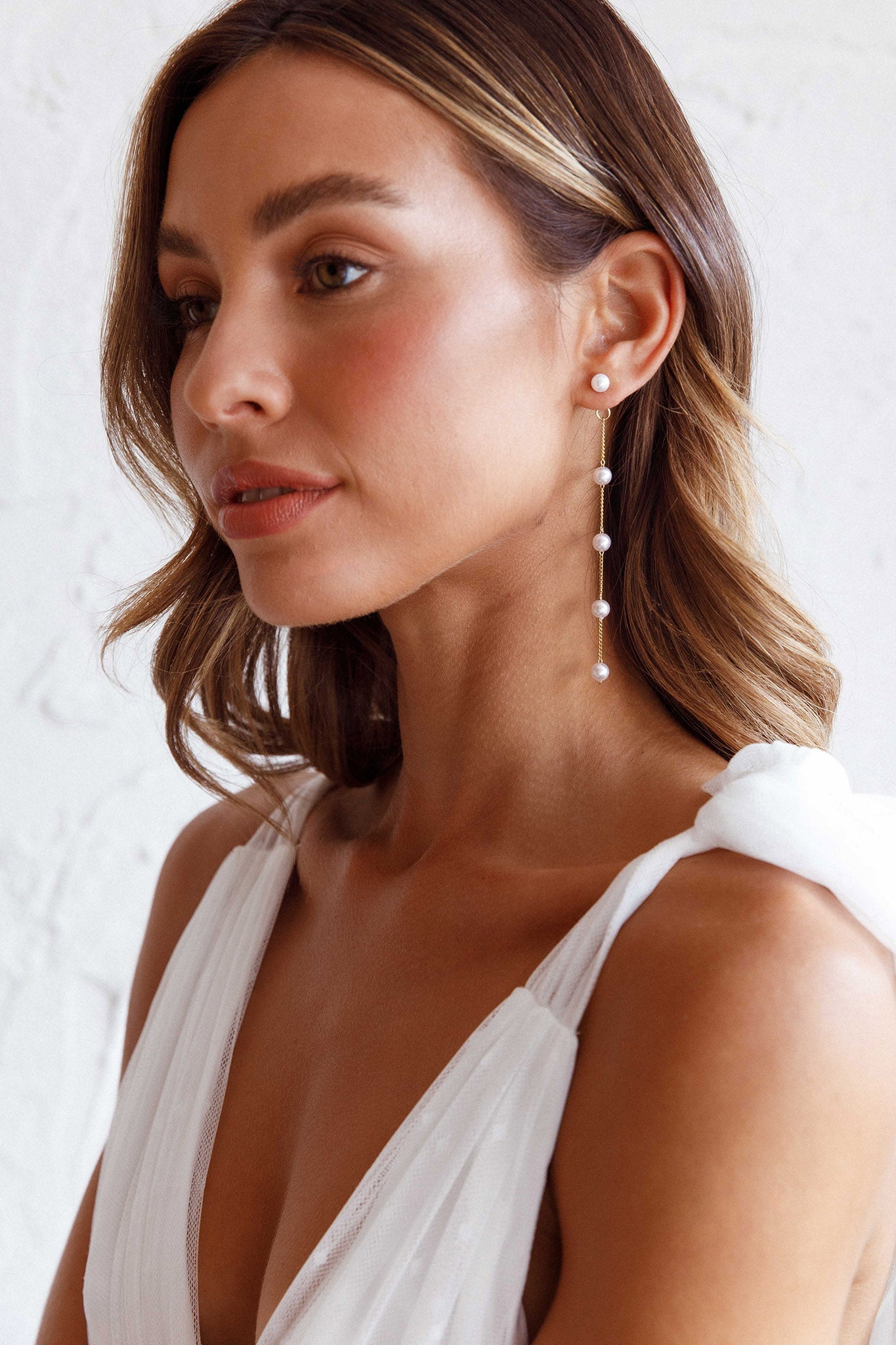 Gaia Pearl Drop Earrings Gold